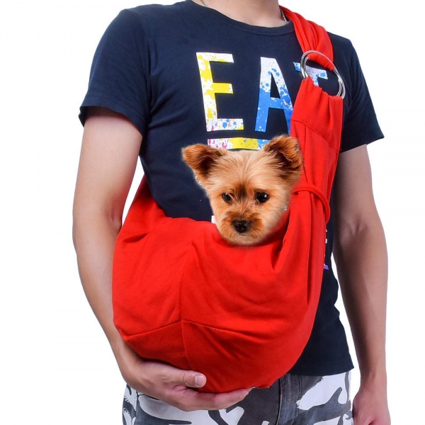 TOMKAS Pet Puppy Outdoor Travel Bag – Red-Adjustable