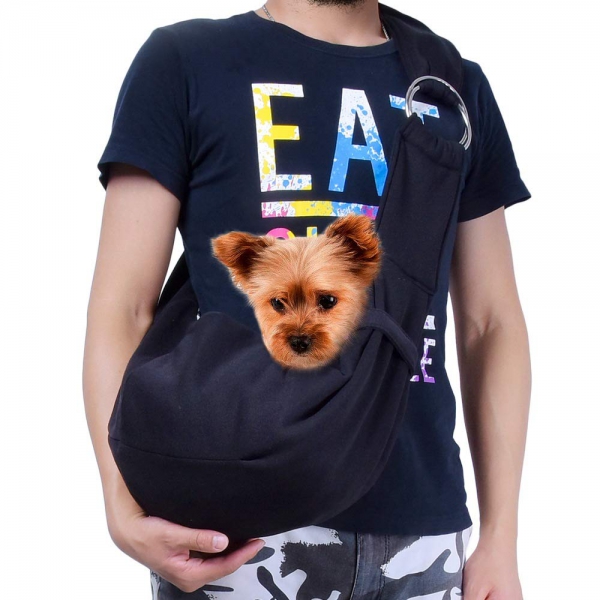 TOMKAS Pet Puppy Outdoor Travel Bag – Black--Adjustable