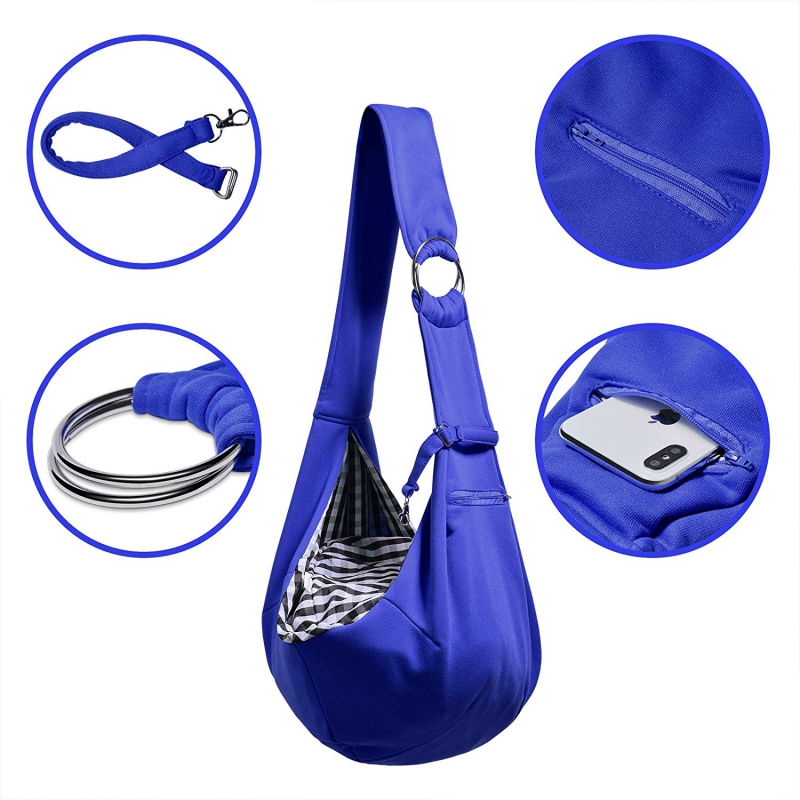 TOMKAS Pet Puppy Outdoor Travel Bag Detail - Royal blue-Adjustable